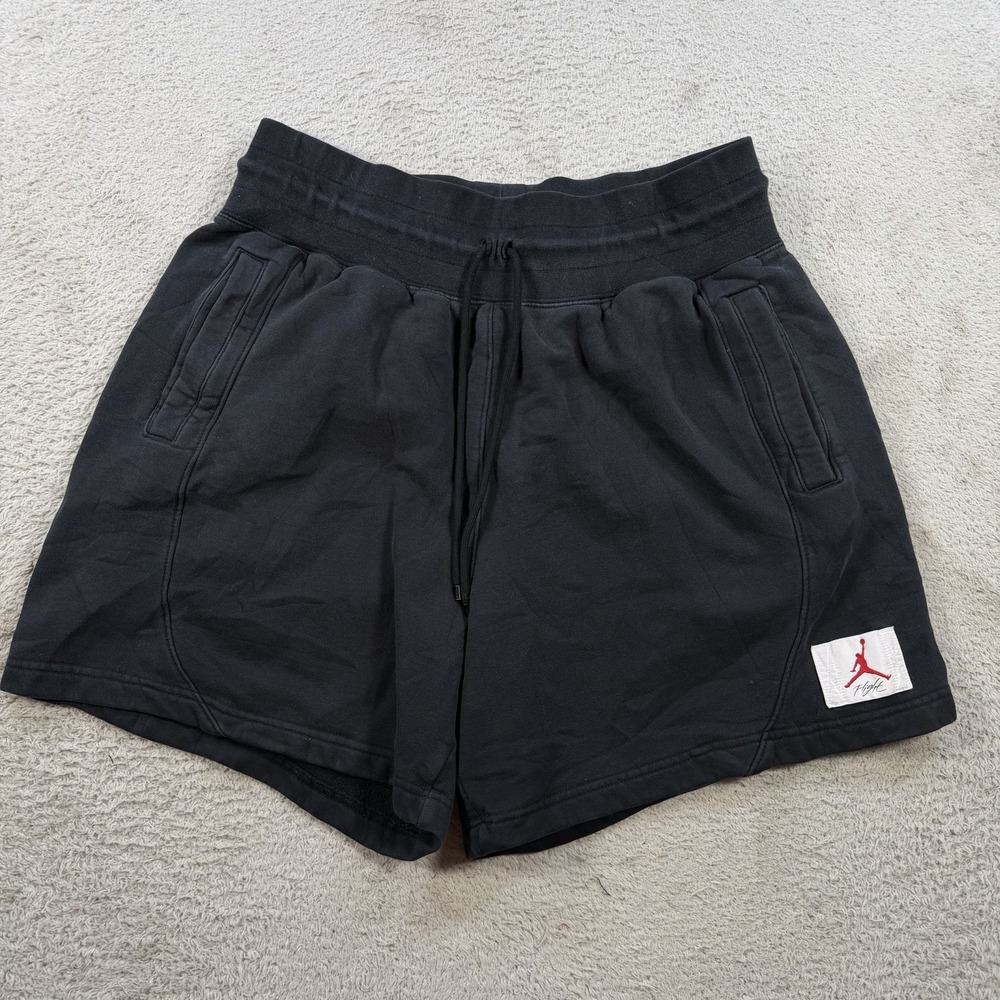 Nike Air Jordan Shorts Mens Large Black Fleece Drawstring Sweat Gym Standard Fit